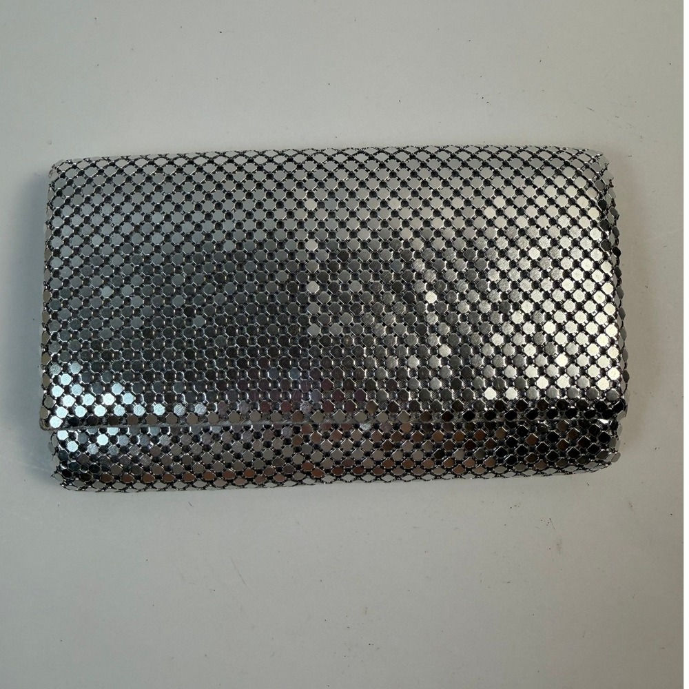 Vintage Jessica McClintock Silver Metal Mesh Evening Clutch Purse - used once!